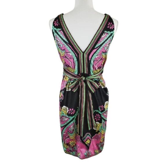 Beige by eci Multicolor Floral V-Neck Sleeveless Dress – Size 8 - Picture 4 of 12